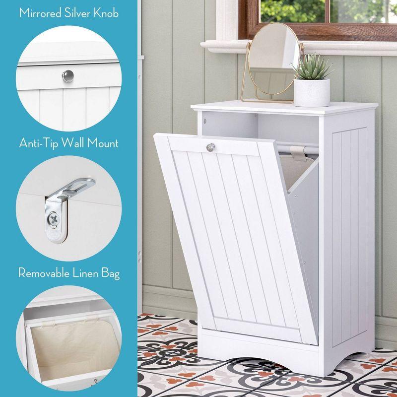 RiverRidge Ashland Tilt-Out Laundry Hamper Cabinet with Removable Cloth Storage Bag - White