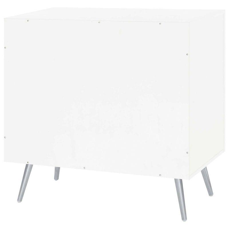 White High Gloss 2-Tier Accent Cabinet with Glass Shelf