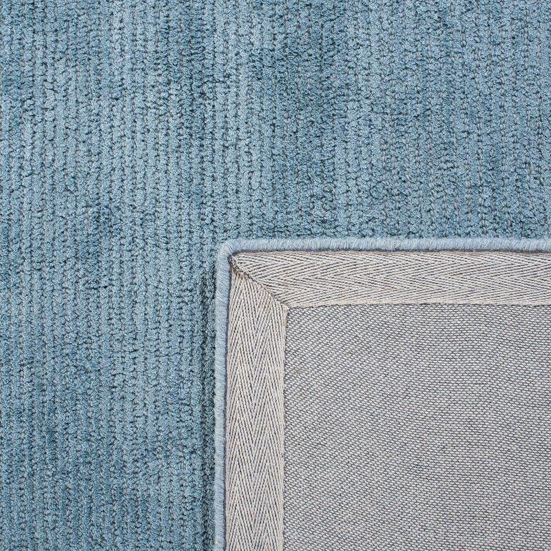 Handmade Blue Square Tufted Wool-Viscose 6' Area Rug