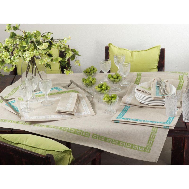 Saro Lifestyle Stitched Greek Key Design Placemat, 13"x19" Oblong, White (Set of 4)