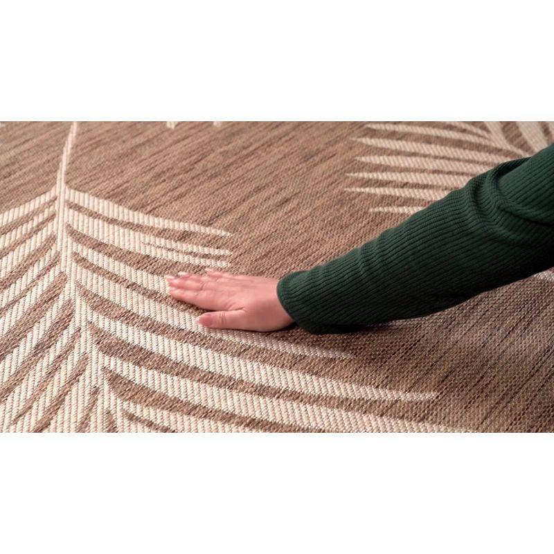 Tropical Palm Leaves Black Synthetic Flatwoven Reversible Rug - 2'x7'