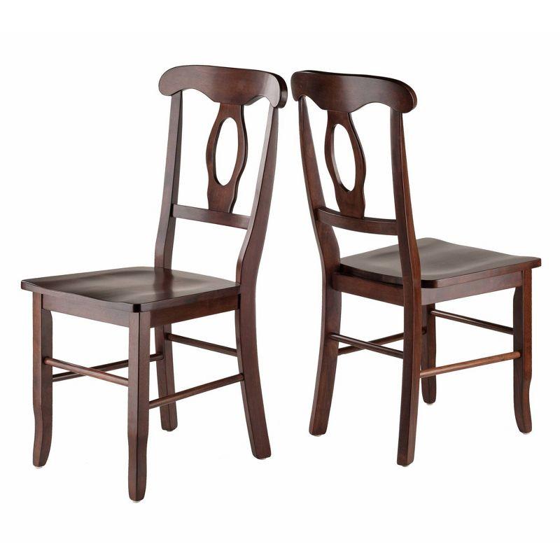 Set of 2 Renaissance Key Hole Back Chairs Walnut - Winsome: Hardwood, High Back, Non-Upholstered