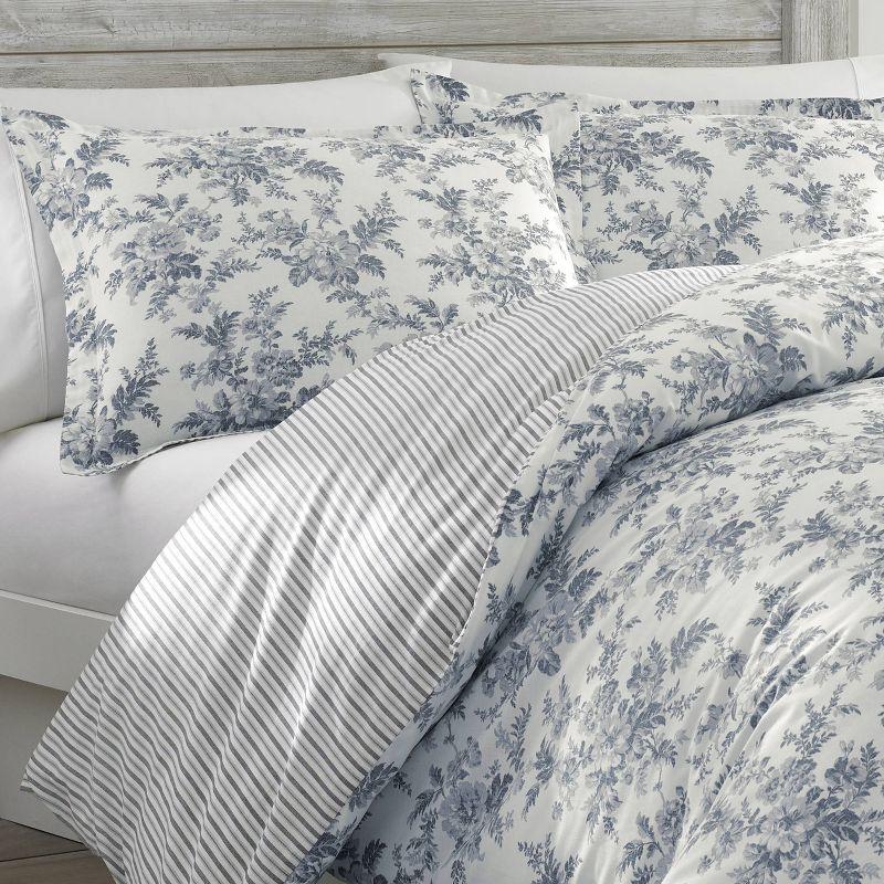 Laura Ashley Laura Ashley Annalise Floral Grey Cotton Bonus Comforter Set