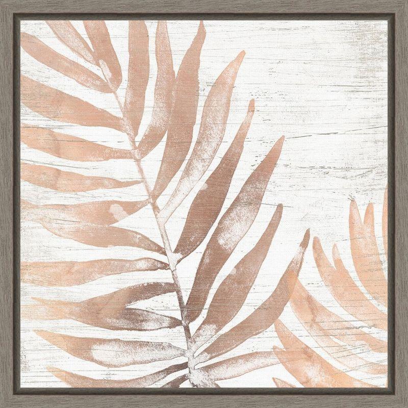 Neutral Palm Fossil II Light Brown Canvas Wall Art 16 x 16