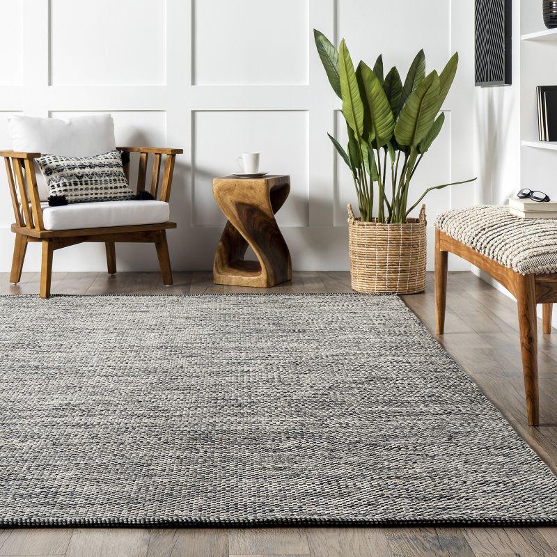 Handmade Gray Cotton 5'x8' Flat Woven Reversible Area Rug