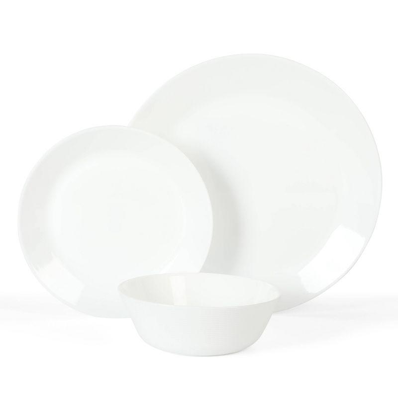 Martha Stewart Opalton 18 Piece Chip and Break Resistant Opal Glass Dinnerware Set