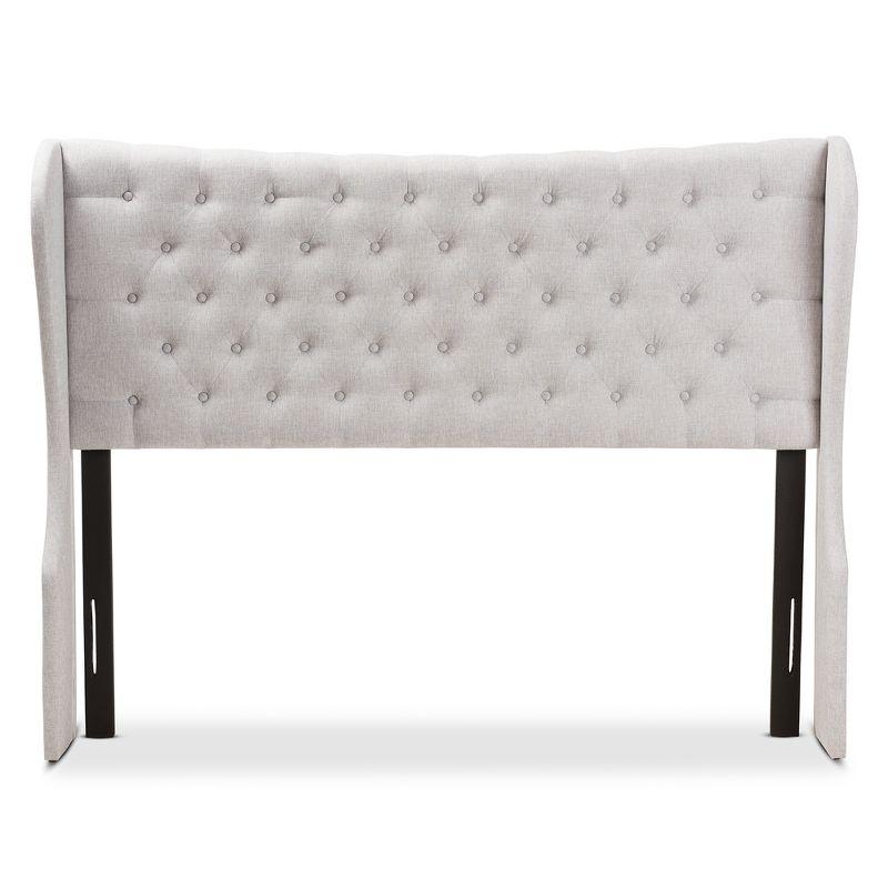 King Cadence Modern and Contemporary Fabric Button Tufted Winged Headboard Gray - Baxton Studio