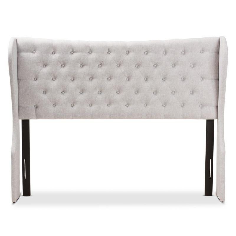 Cadence Beige Leather Tufted King Headboard with Winged Design