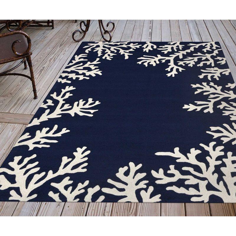 Liora Manne Capri Coral Border Indoor/Outdoor Rug Navy 2'6" x 4'