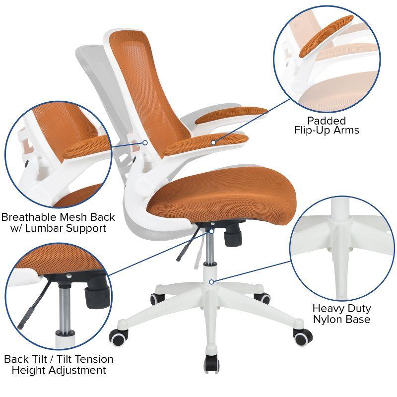 Flash Furniture Mid-Back Mesh Swivel Ergonomic Task Office Chair with Flip-Up Arms