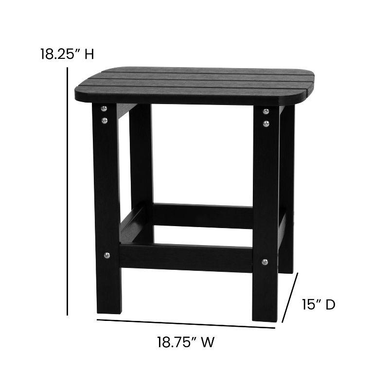 Flash Furniture Set of 2 Savannah Commercial Grade All-Weather Poly Resin Wood Adirondack Rocking Chairs with Side Table in Black
