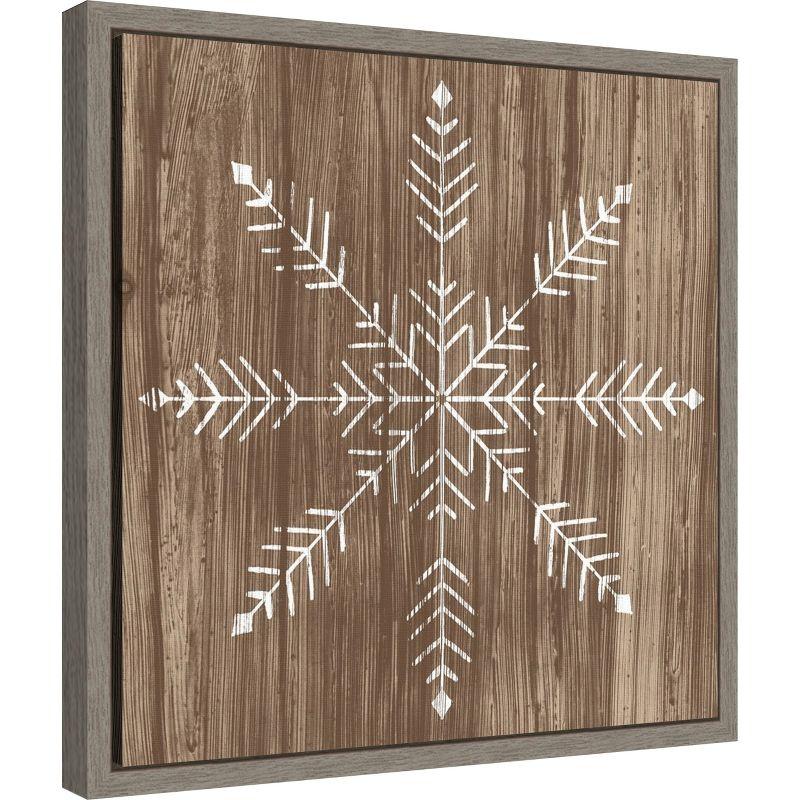 Amanti Art Barnwood Wonderland IV (Snowflake) by June Erica Vess Canvas Wall Art Print Framed 16 x 16-in.