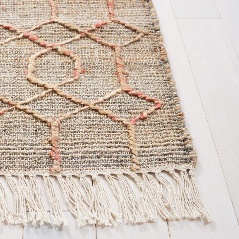 Natural Beige and Rust Flat Woven Cotton Area Rug