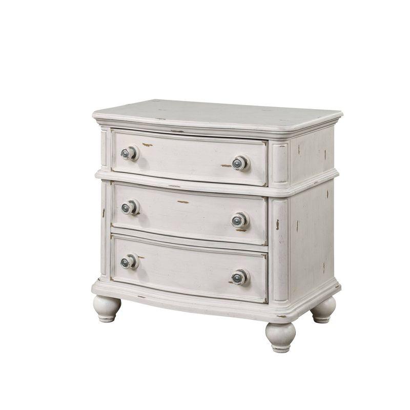 30" Jaqueline Nightstand Antique White Finish - Acme Furniture: Elegant Storage Solution with Felt-Lined Drawer