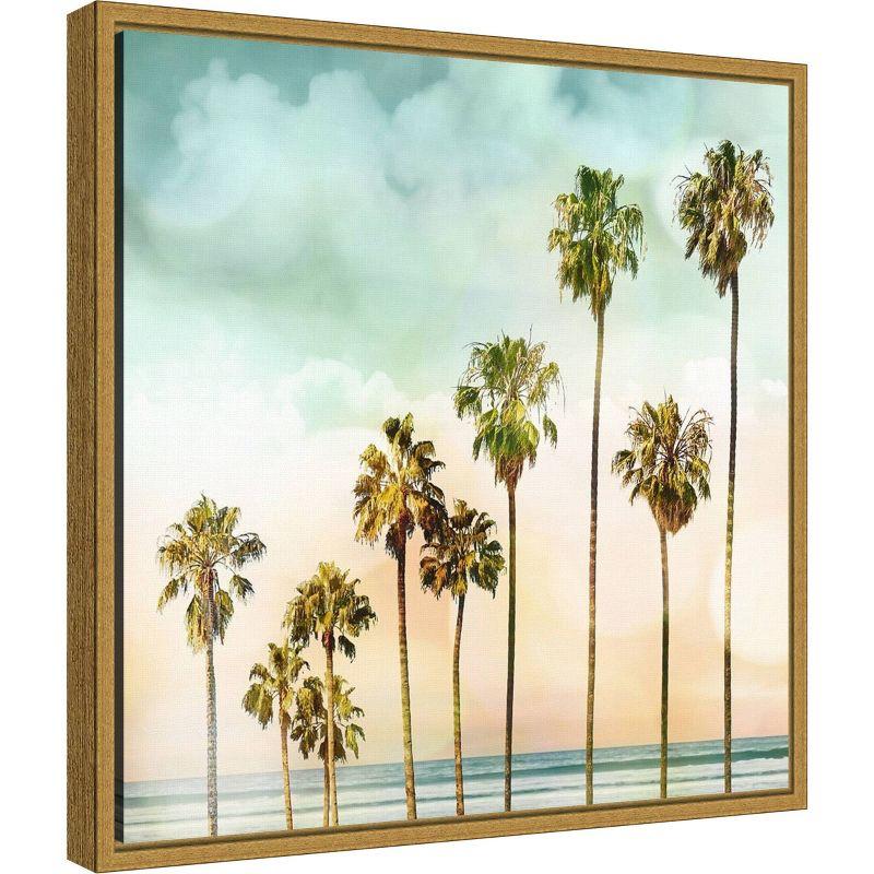 16" x 16" Beach Palms I by Devon Davis Framed Canvas Wall Art - Amanti Art: Modern Style, Nature Lithograph