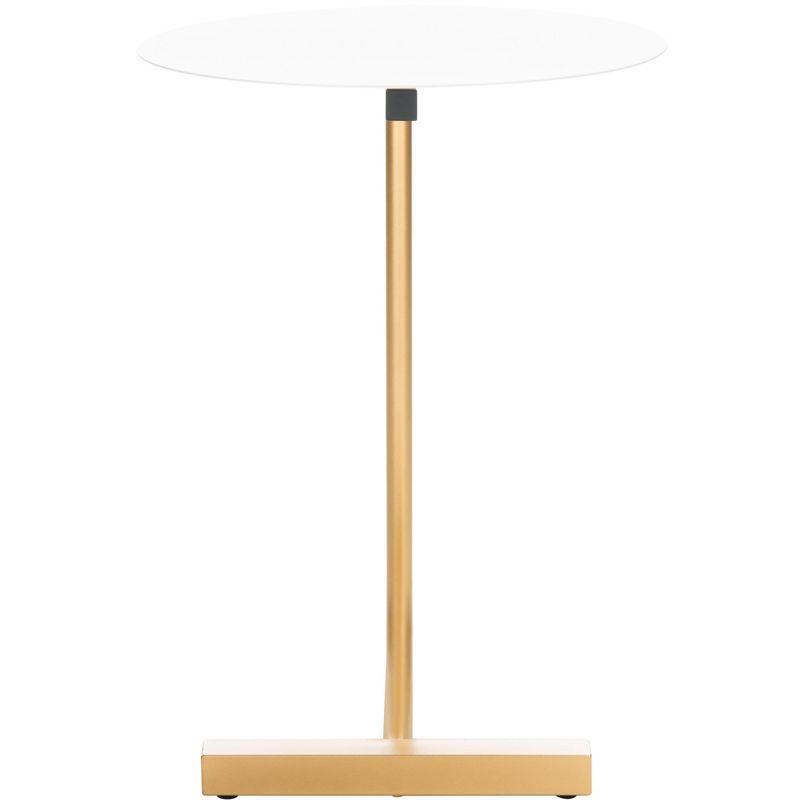 Haylee Round Side Table - White/Gold - Safavieh.