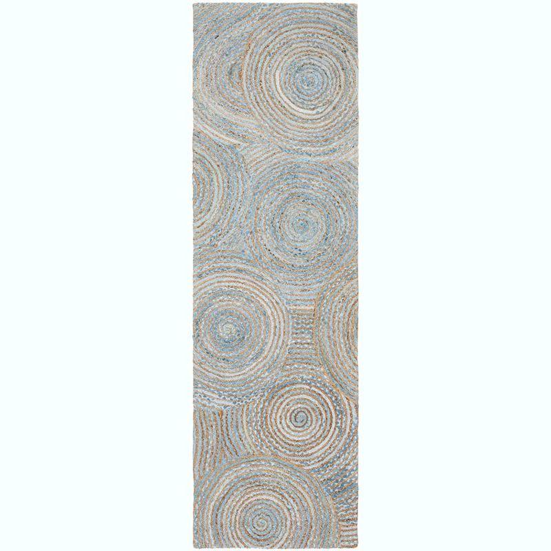 Cape Cod Blue and Natural Flatweave Wool Cotton Runner Rug