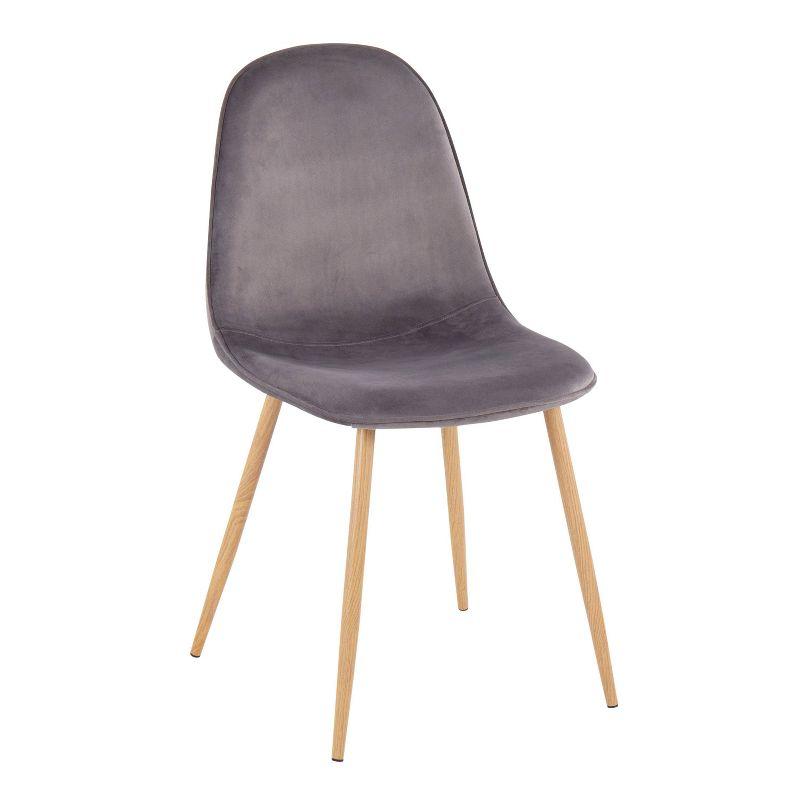 Set of 2 Pebble Velvet/Metal Dining Chairs Natural/Gray- LumiSource