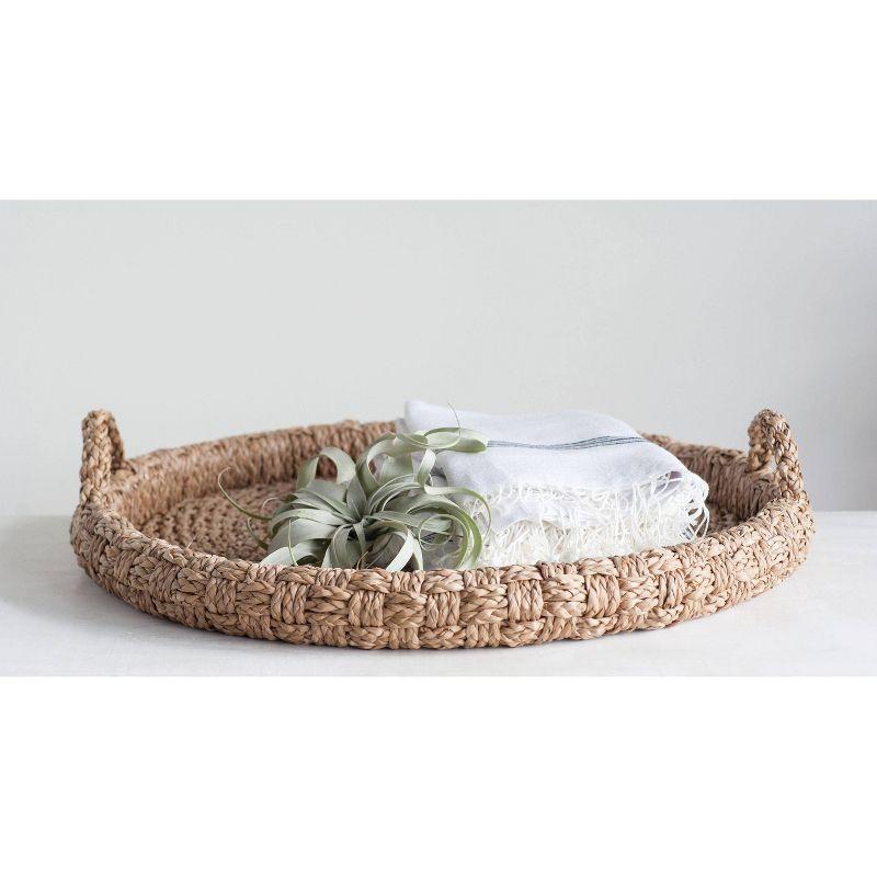 Natural Braided Bankuan Round Tray with Handles