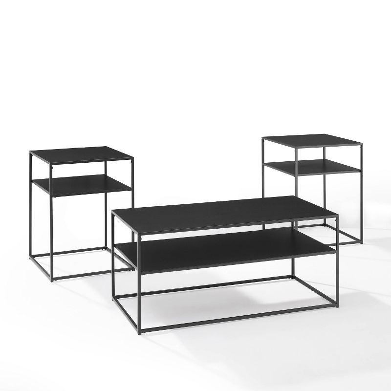 Braxton Matte Black Steel Slim Frame 3pc Table Set