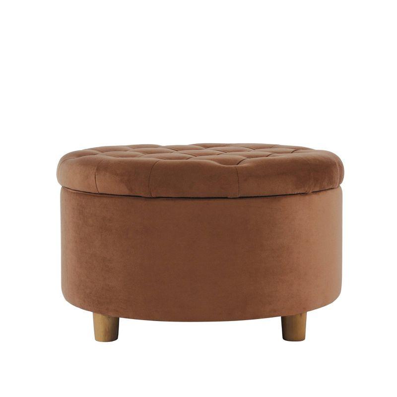 Tufted Round Storage Ottoman Spice Velvet - HomePop