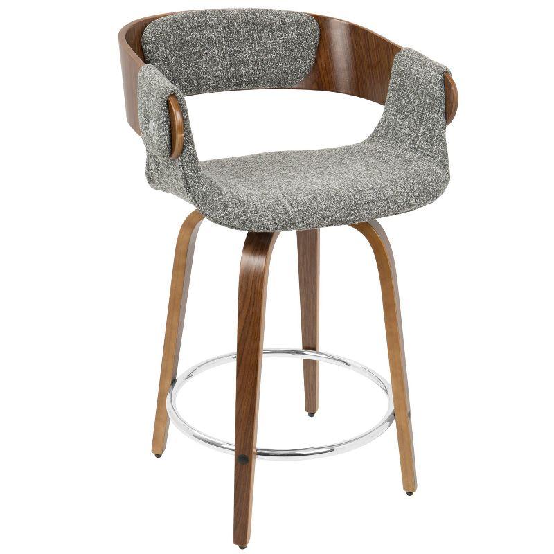 Elisa 33" Gray and Walnut Mid-Century Modern Swivel Counter Stool