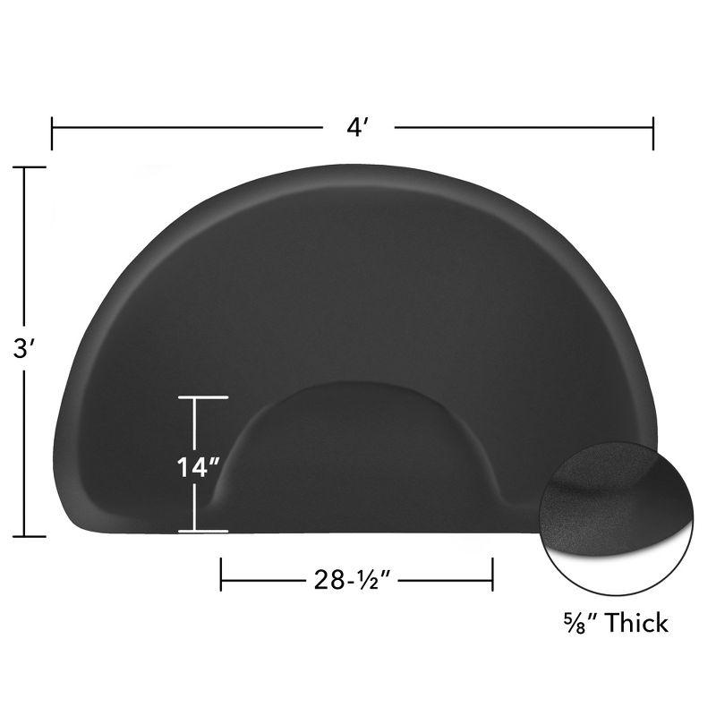 Saloniture 3 ft. x 4 ft. Salon & Barber Shop Chair Anti-Fatigue Mat - Black Semi Circle - 5/8" Thick