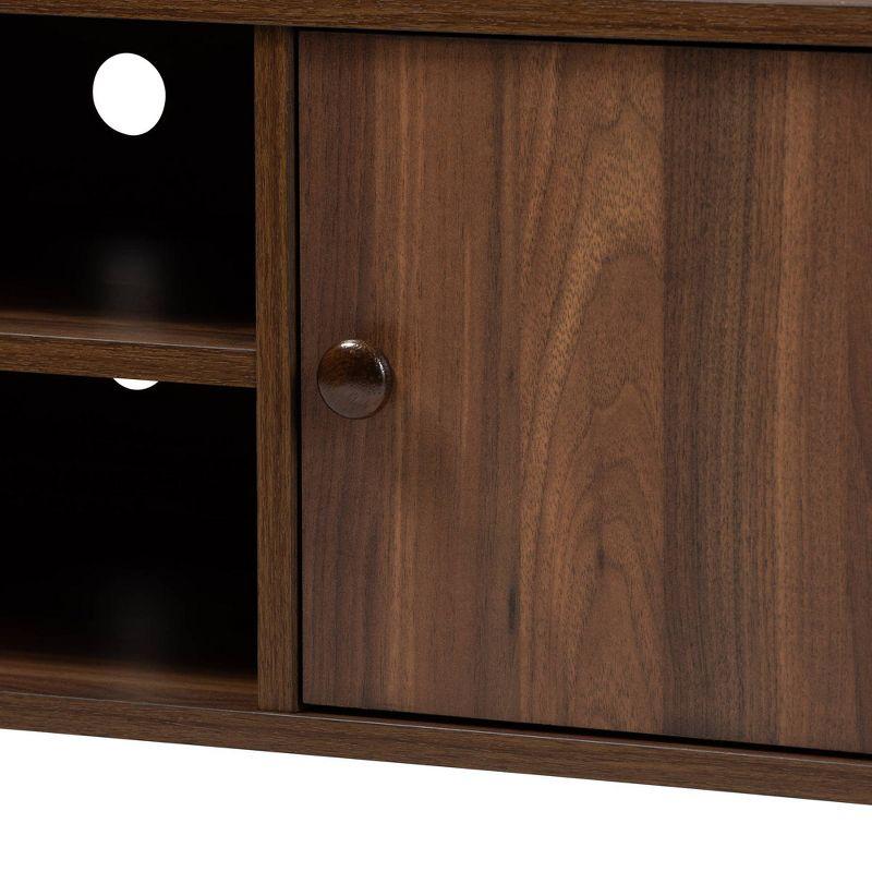 Alard 2 Door Wood TV Stand for TVs up to 50" Walnut - Baxton Studio: Mid-Century Modern Media Console with Fixed Shelves