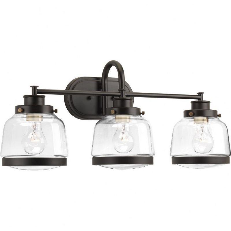 Progress Lighting Judson 3-Light Bath Vanity in Antique Bronze with Schoolhouse Globe Shade