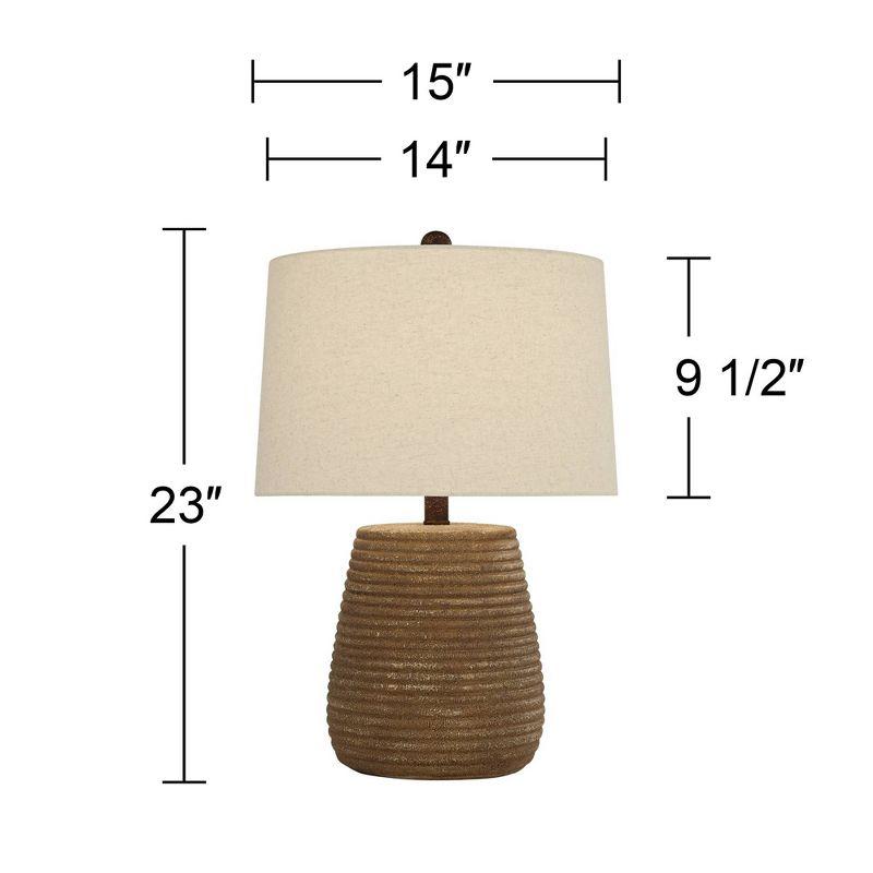 360 Lighting 23" High Small Farmhouse Rustic Country Cottage Accent Table Lamp Brown Sandstone Finish Ceramic Single White Shade Living Room Bedroom