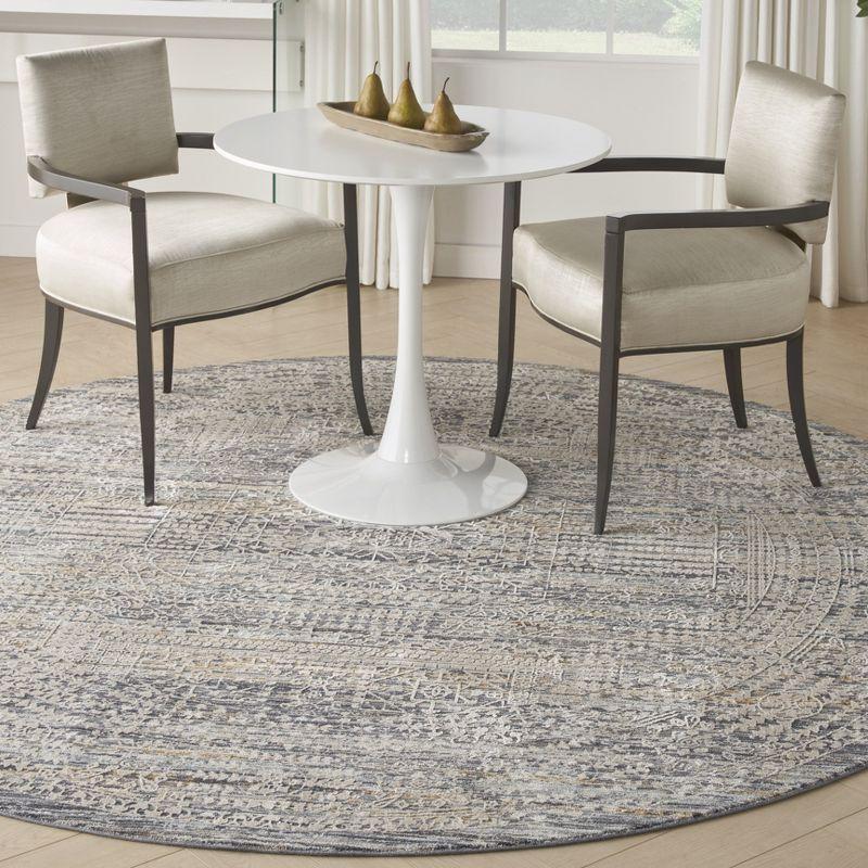 Nyle Ivory Slate Round Boho Vintage Area Rug