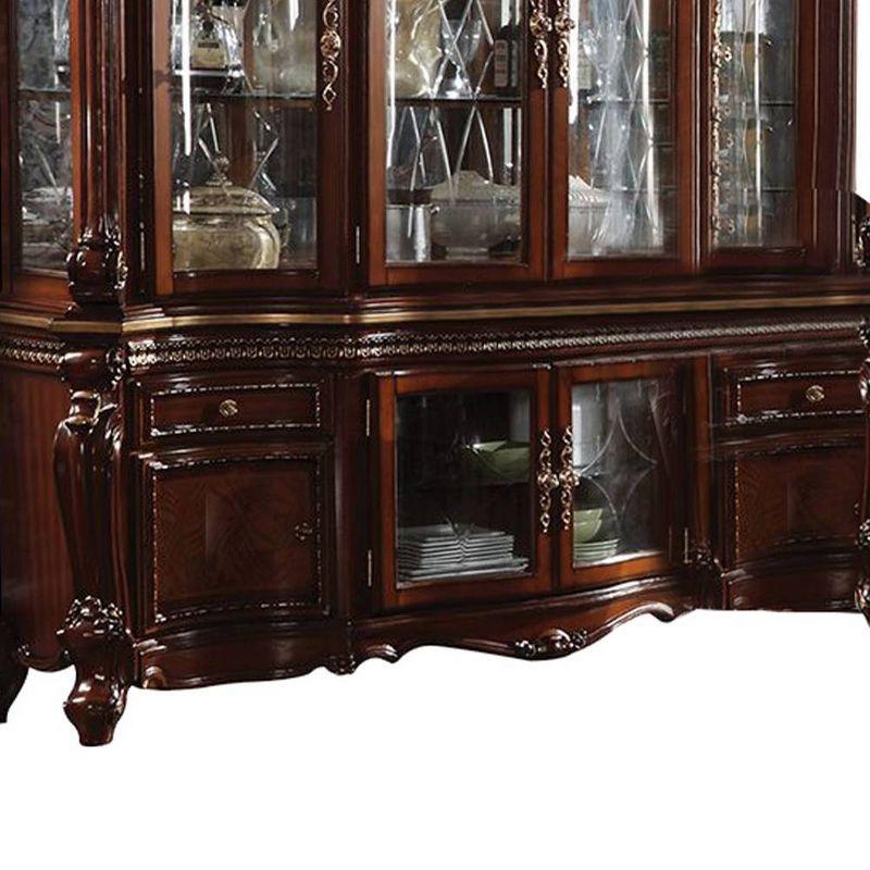 Picardy 79" Kitchen and Dining Cabinets Honey Oak - Acme Furniture: Tempered Glass, Wood Veneer, Storage