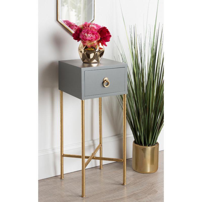 Kate and Laurel Decklyn Square MDF Tea Table, 12x12x30, Gold and Gray