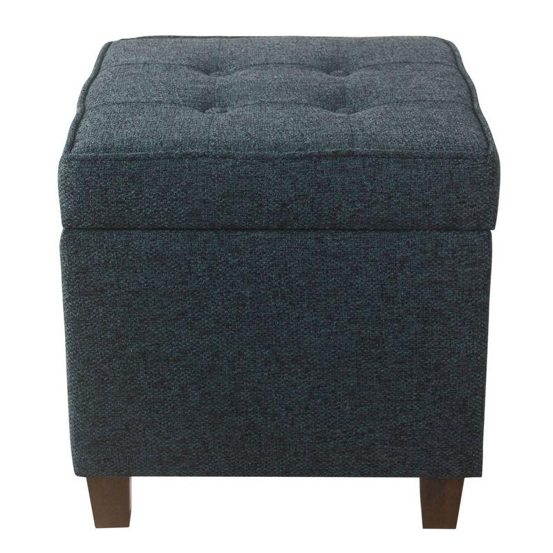 Square Tufted Storage Ottoman - Textured Navy, Small