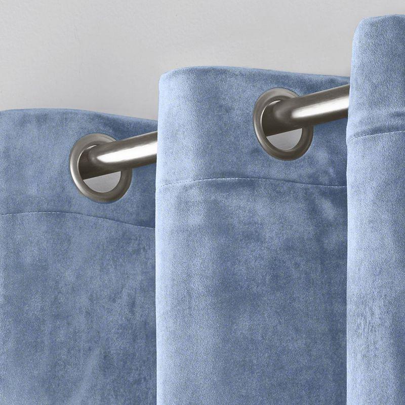 Amalgamated Textiles Exclusive Home Velvet Heavyweight Light Filtering Grommet Top Curtain Panel Pair
