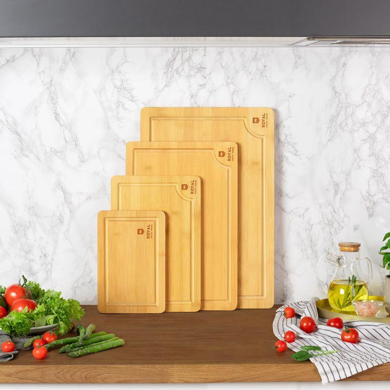 Royal Craft Wood Bamboo Cutting Board Set of 4