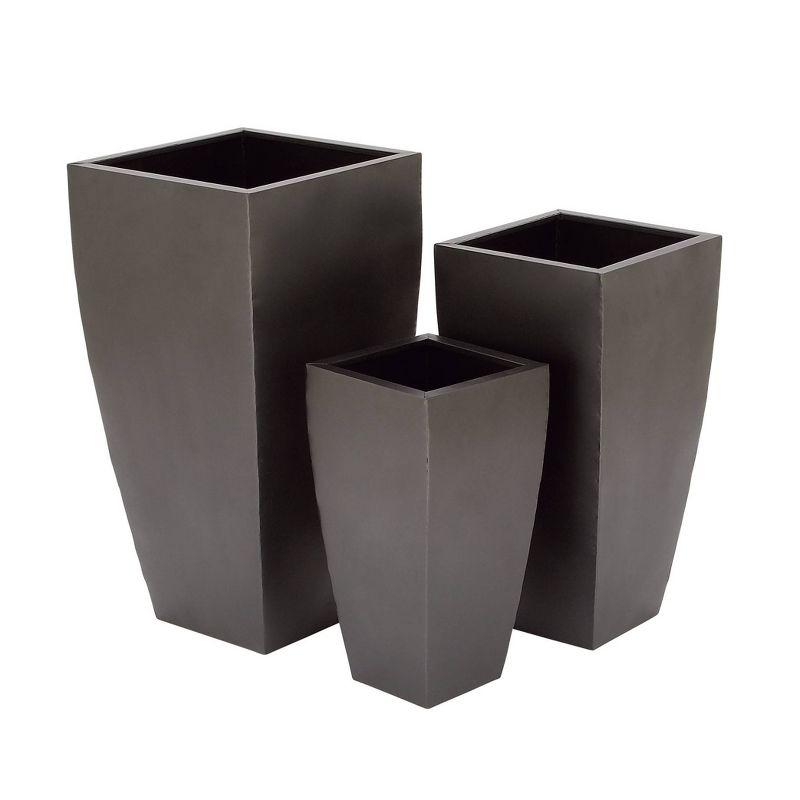 Set of 3 Modern Rectangular Metal Planters Black - Olivia & May: Iron Construction, Indoor/Outdoor Use, No Drainage Holes