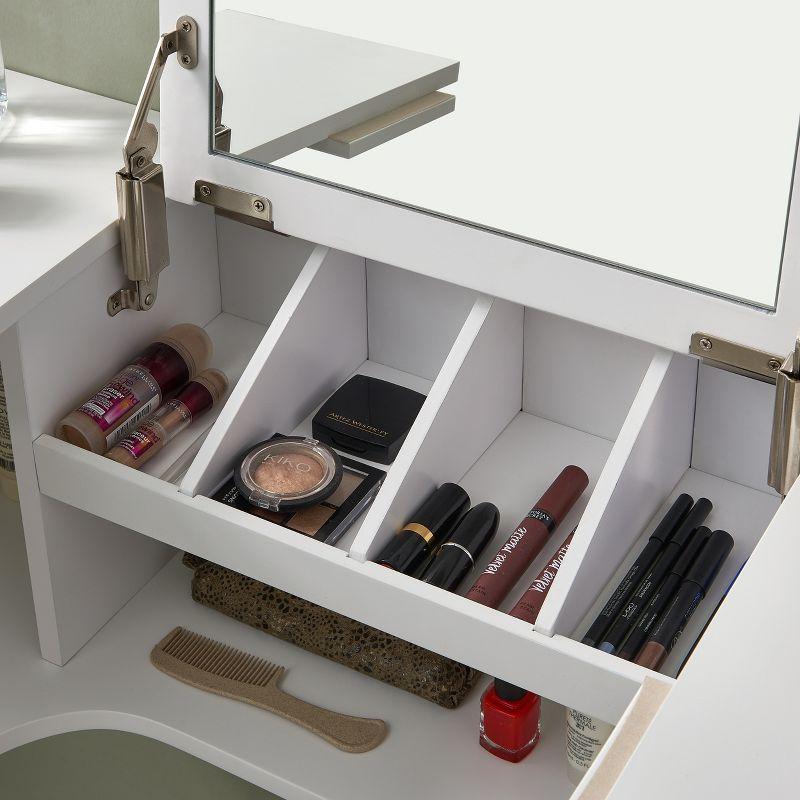 Wall Mount Ledge With Vanity Mirror - Transitional Style - White - SEI