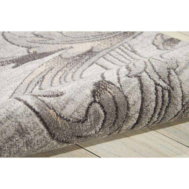 Elegant Graphite Floral Synthetic 2'2" x 7'6" Area Rug