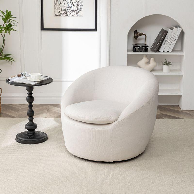 Roundhill Furniture Winnie Modern Barrel Chair, 360° Swivel