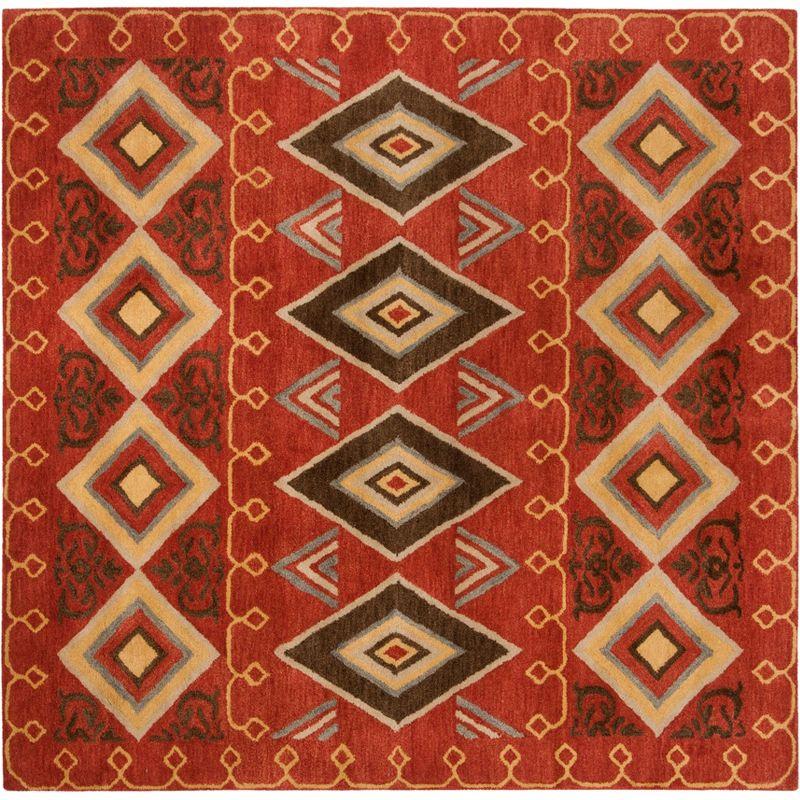 Heritage HG404 Handmade Area Rug - 6'x6' - Red/Multi - Safavieh