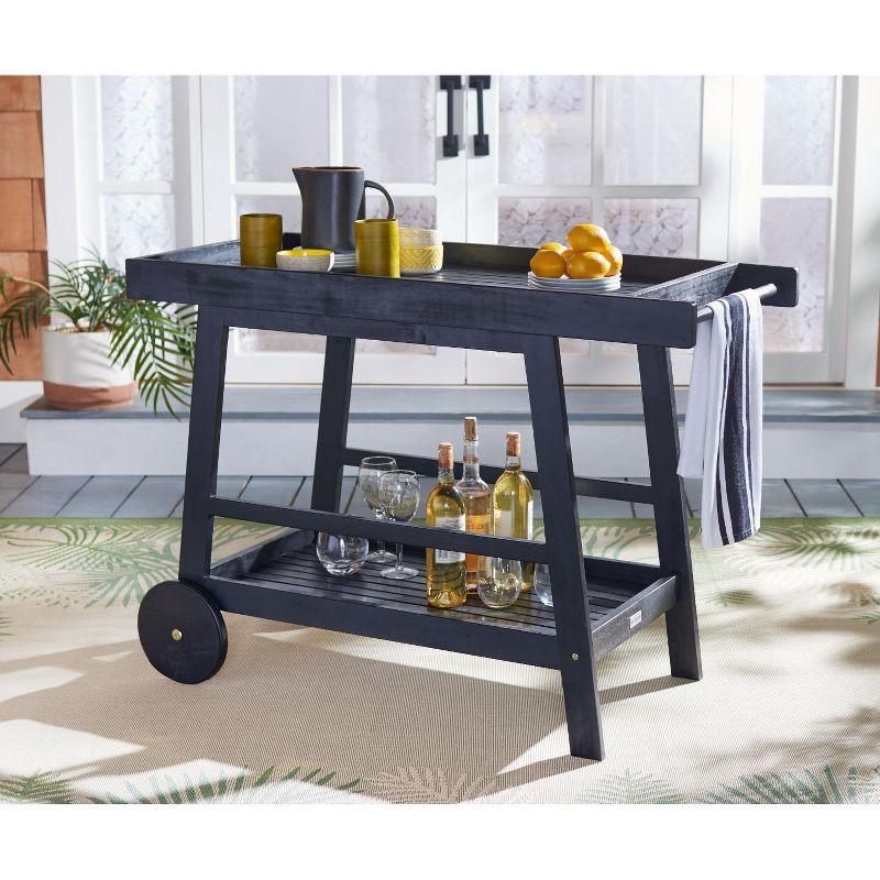 Renzo Indoor/Outdoor Serving Cart PAT7032 - Black - Safavieh