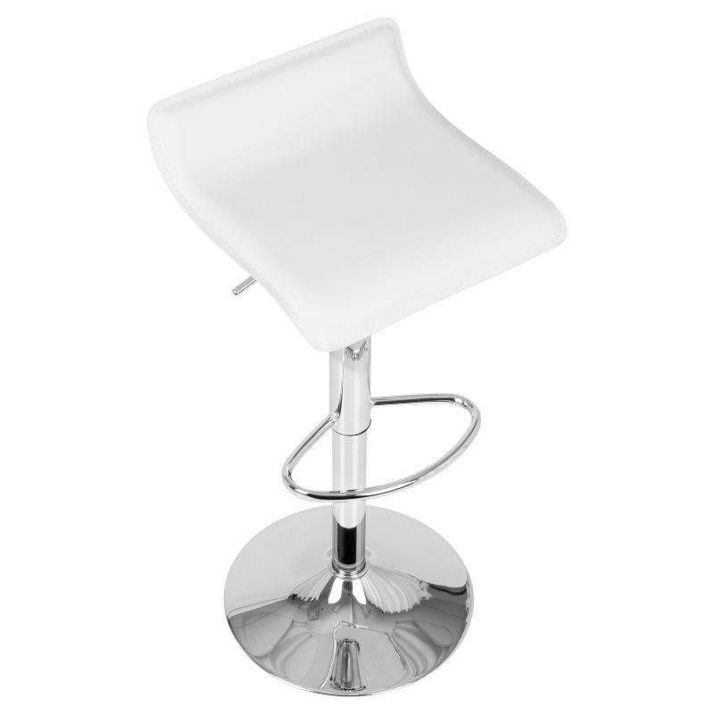 Contemporary White Leatherette Adjustable Swivel Barstool, 16"