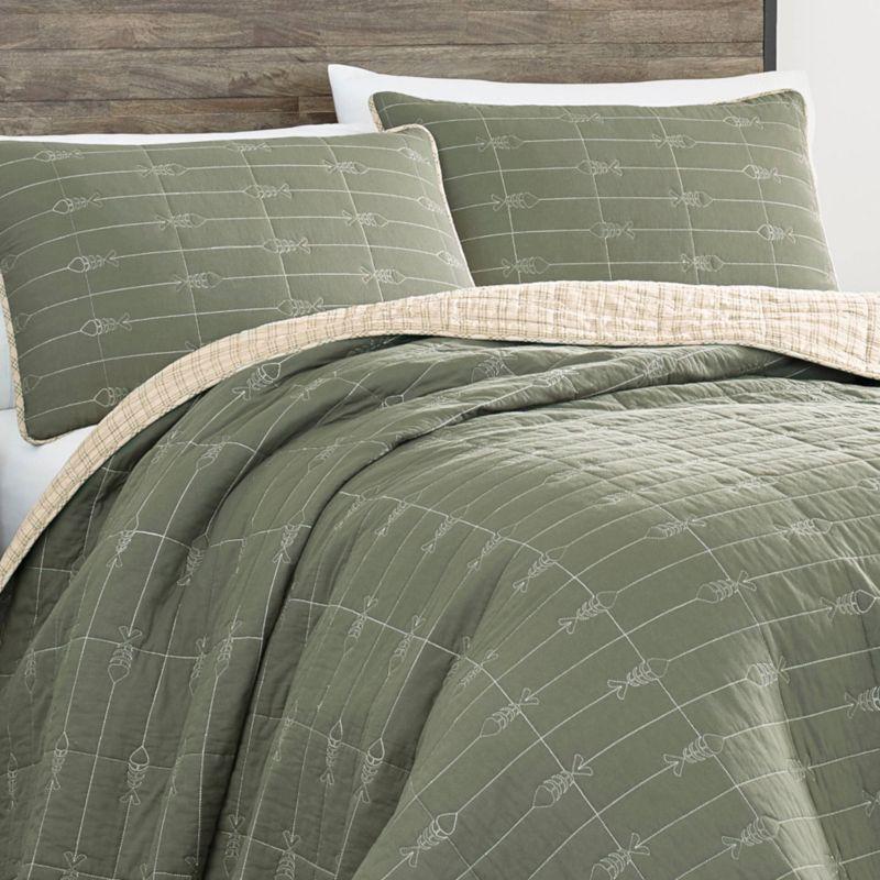 Eddie Bauer Eddie Bauer Troutdale Green Cotton Reversible Quilt Set