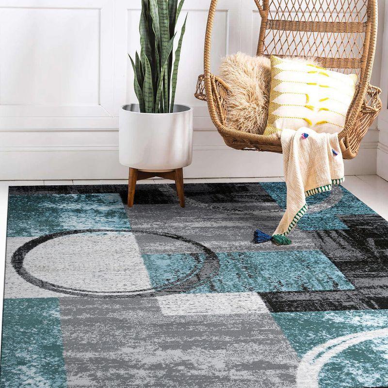 World Rug Gallery Abstract Circle Gray 6'6"x9' Area Rug