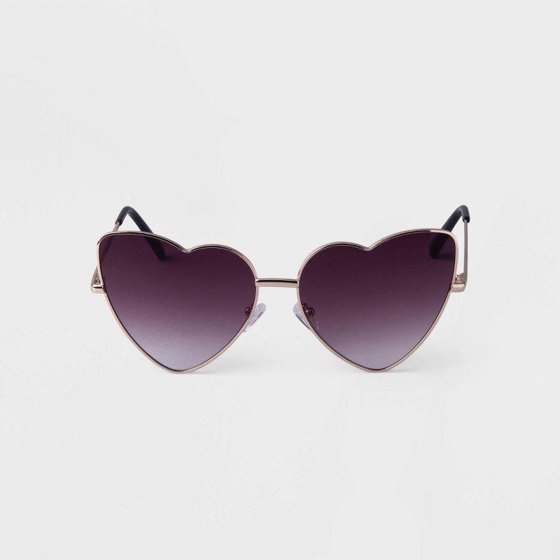 Gold Heart-Shaped Metal Frame Sunglasses