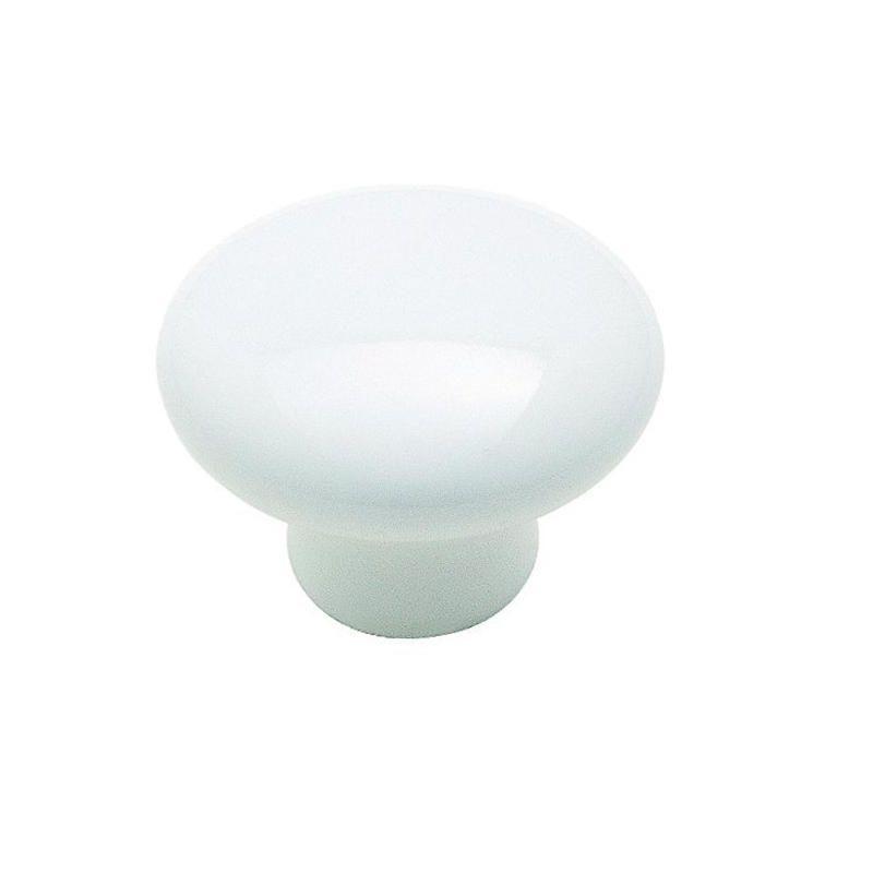 Amerock White Ceramic Round Cabinet Knob with Mounting Hardware