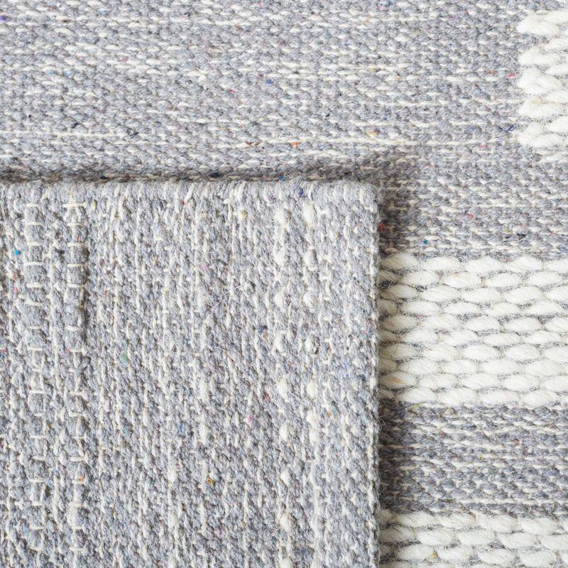 Gray and White Striped Wool Cotton 6' x 9' Area Rug