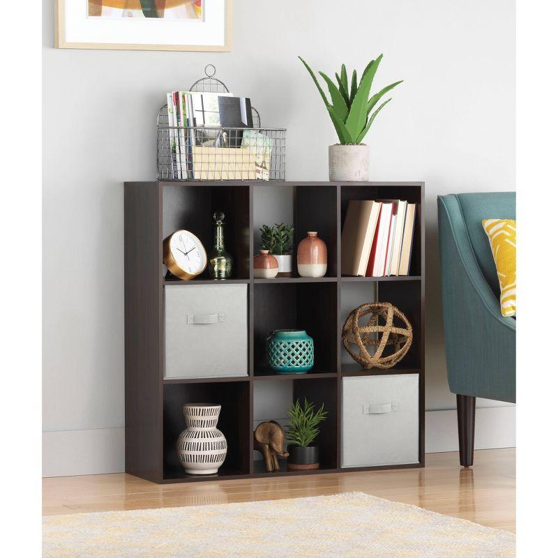 Whitmor 9 Section Cube Organizer Espresso: Universal Storage, 35.5" x 11.75", Particle Board & Steel, Divided Shelves