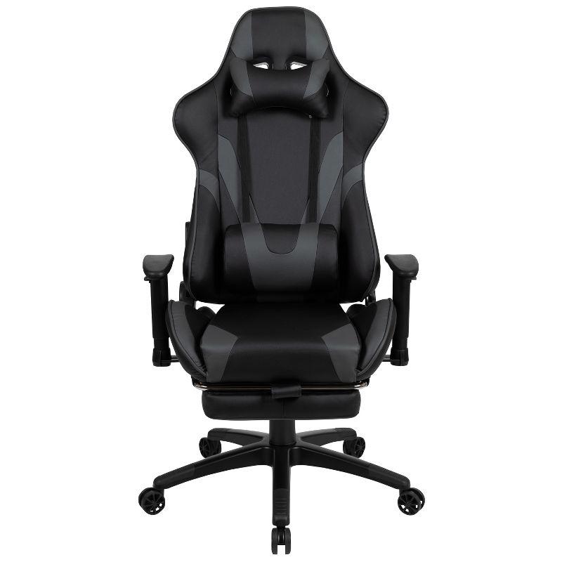 Gray Ergonomic Reclining Gaming Chair with Footrest